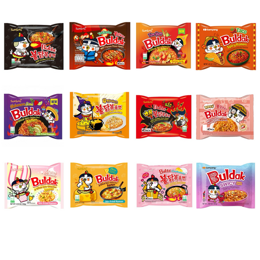 MUNCHII TIME Korean Buldak Spicy Hot Ramen Noodles Variety Pack – 12 Different Flavors