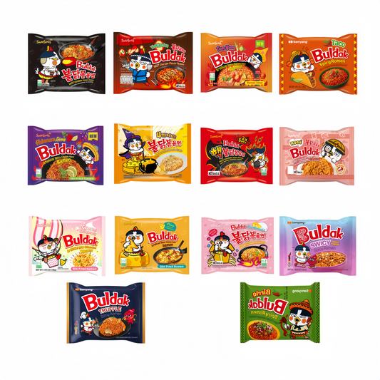 MUNCHII TIME Korean Buldak Spicy Hot Ramen Noodles Variety Pack – 4/6/10/12/14 Different Flavors
