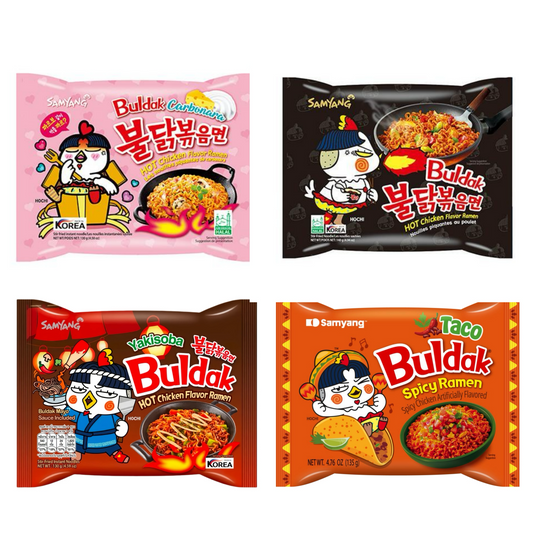MUNCHII TIME Korean Buldak Spicy Hot Ramen Noodles Variety Pack – 4 Different Flavors