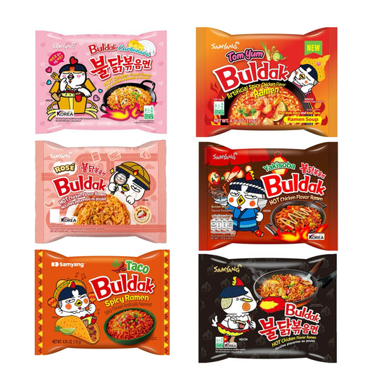 MUNCHII TIME Korean Buldak Spicy Hot Ramen Noodles Variety Pack – 6 Different Flavors