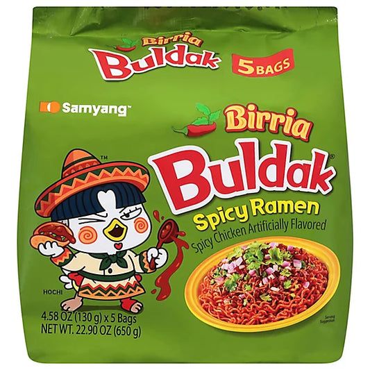 Buldak Birria Style Hot Chicken Ramen (5-Pack) - The Ultimate Spicy Fusion!